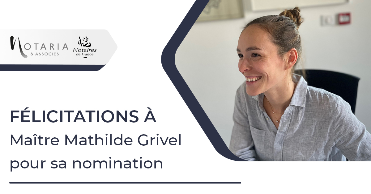 Nomination de Mathilde Grivel en qualité de notaire salariée 